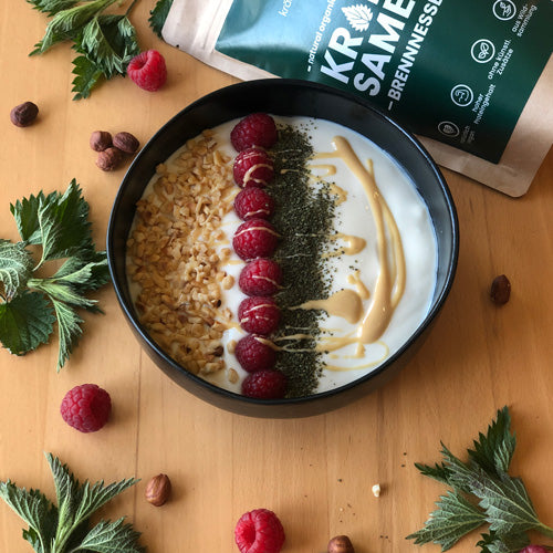 Porridge gesund vegan Frühstück Brennnesselsamen