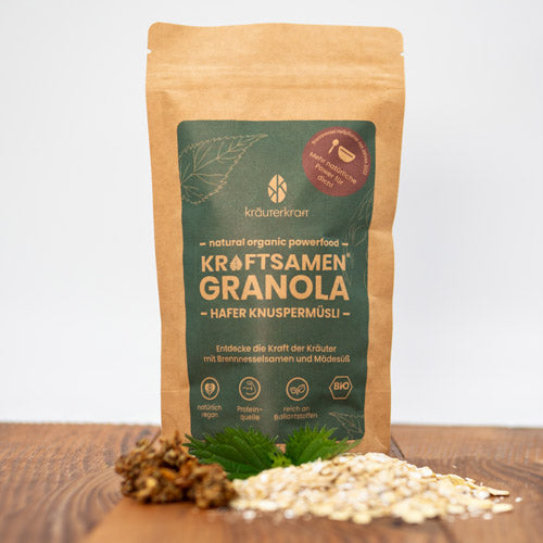Kraftsamen® Bio-Granola Knuspermüsli mit Brennnessel & Mädesüß